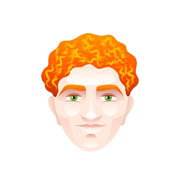 Vörös hajú ember arca elszigetelt fehér vektor — Stock Vector