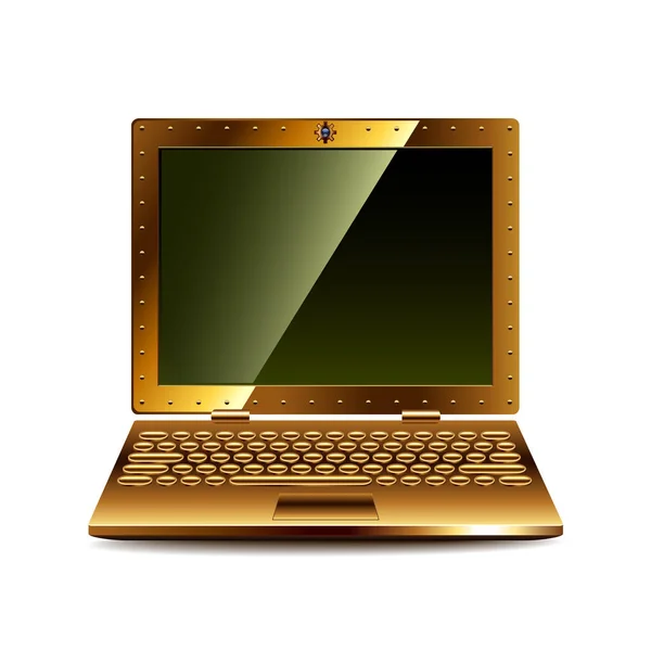 Steampunk laptop isolated on white vector — Stock Vector