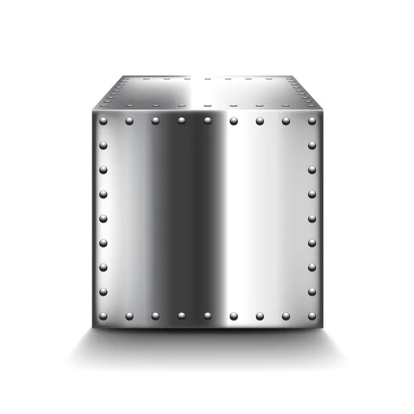 Caja de acero aislada en vector blanco — Vector de stock