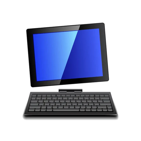 Tablet computer with keyboard isolated vector — Stock Vector