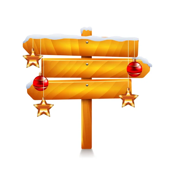 Drie pijlen kerst houten teken geïsoleerde vector — Stockvector