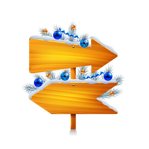 Δύο Χριστουγεννιάτικα ξύλινα βέλη απομονωμένη διάνυσμα — Διανυσματικό Αρχείο