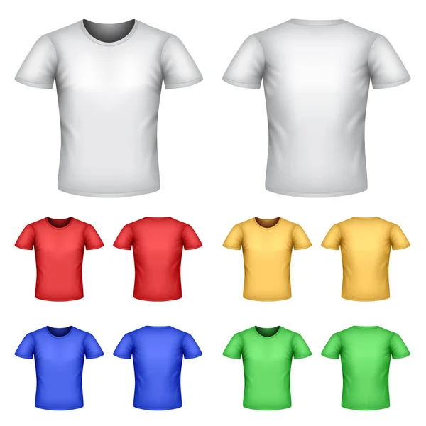 Coloridas camisetas masculinas vector conjunto — Vector de stock