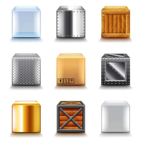 Ensemble vectoriel d'icônes de différentes boîtes — Image vectorielle