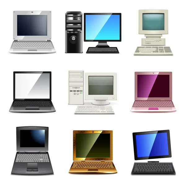 Computer soorten iconen vector set. — Stockvector