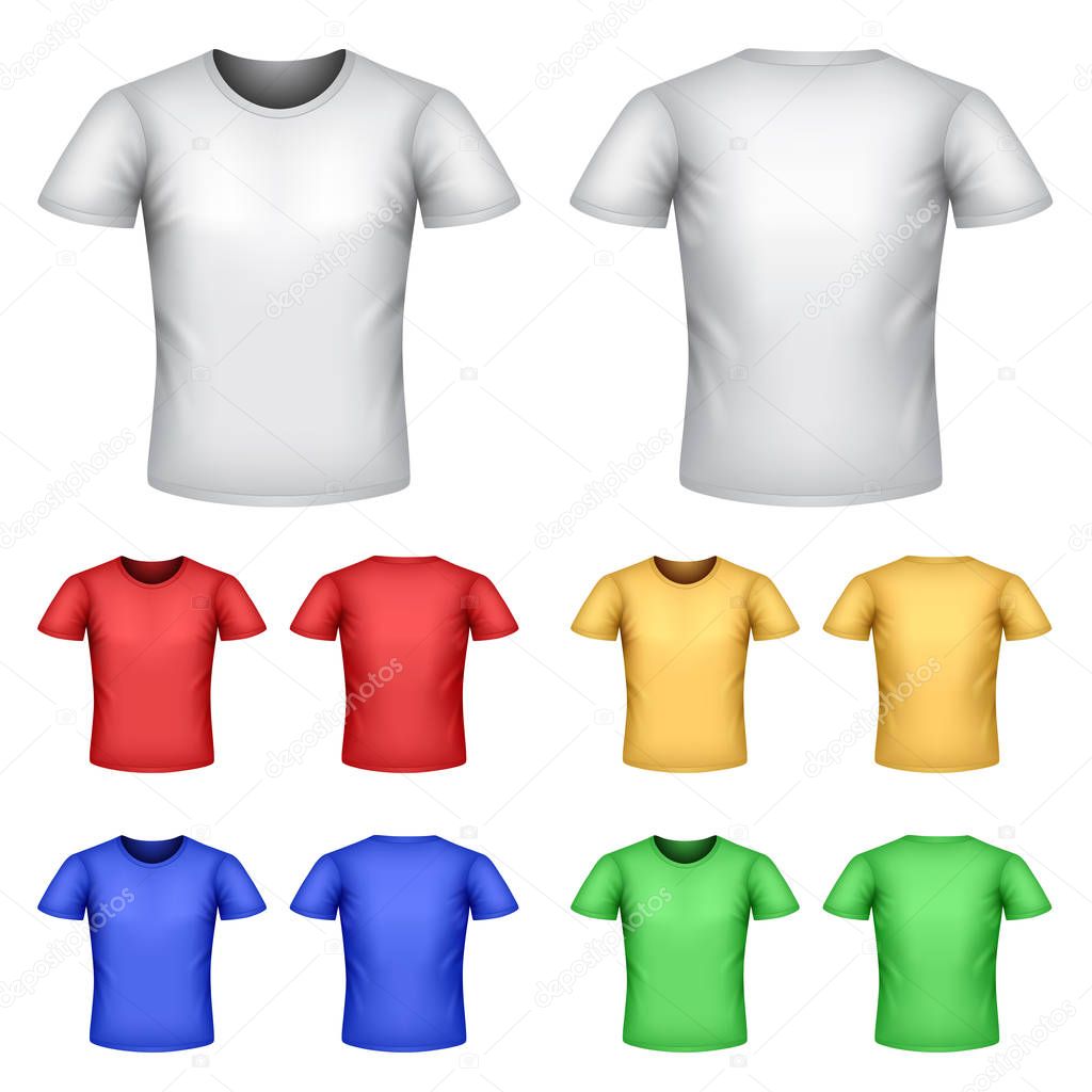 Colorful male t-shirts vector set