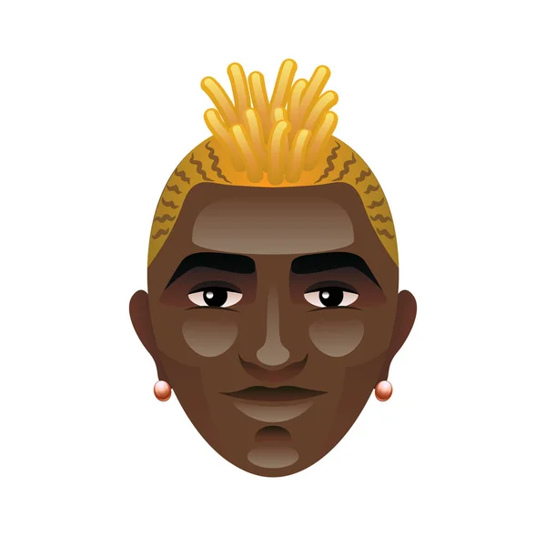 Homem africano com cabelo amarelo isolado em vetor branco — Vetor de Stock