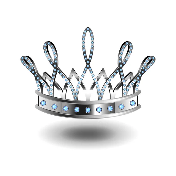 Rainha da beleza coroa de prata isolado no vetor branco — Vetor de Stock
