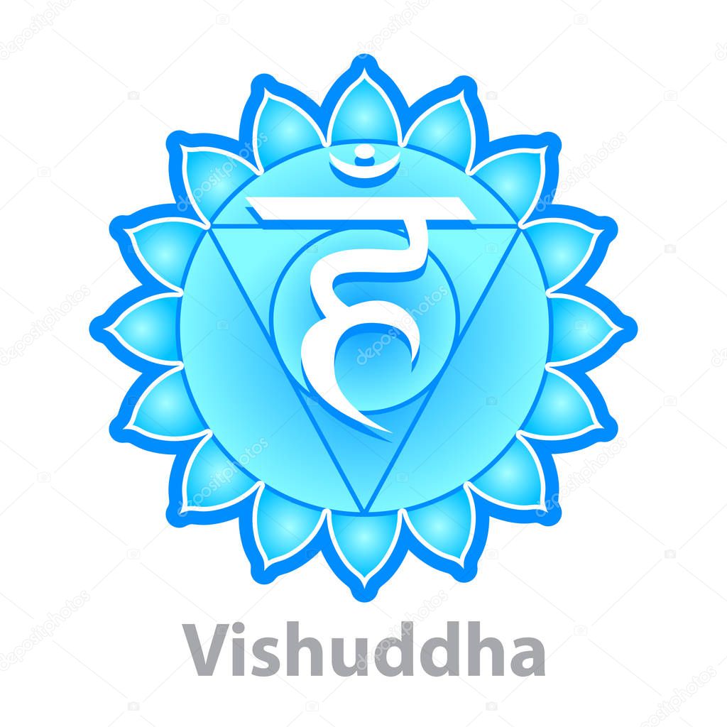 Chakra vishuddha isolated on white vector