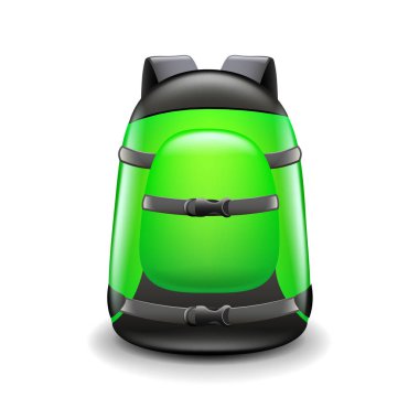 Beyaz vektör yeşil sırt çantası izole spor