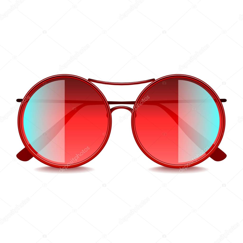 Round red sunglasses isolated on white vector