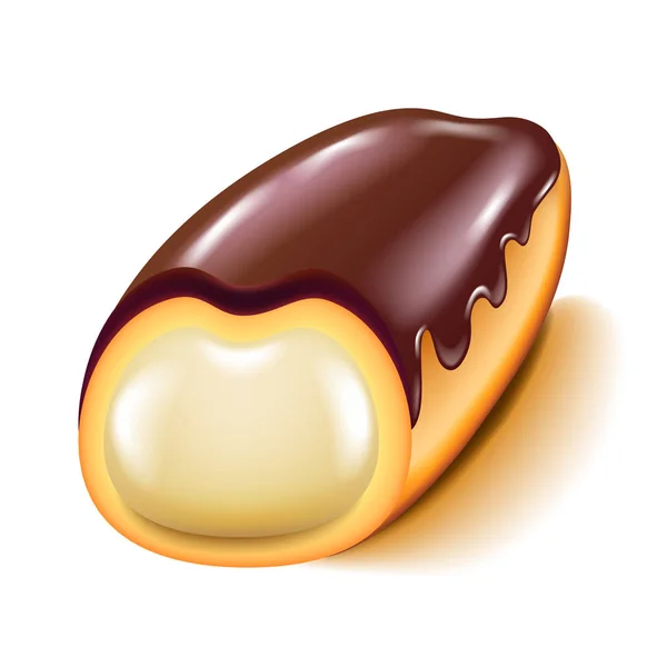 Gâteau Eclair isolé sur vecteur blanc — Image vectorielle