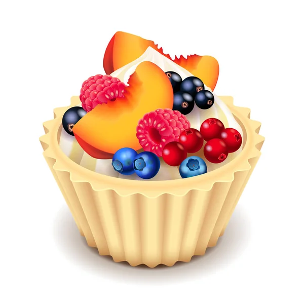 Cupcake aux fruits isolé sur vecteur blanc — Image vectorielle