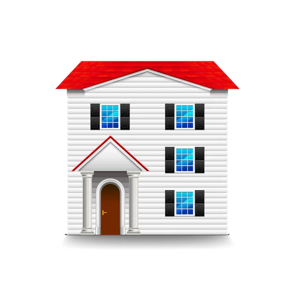 Hohes dreistöckiges Haus isoliert auf weißem Vektor — Stockvektor