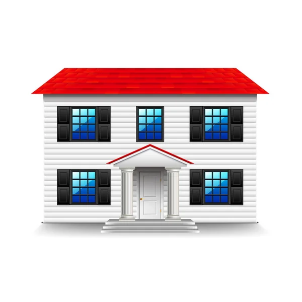 Casa com grandes janelas pretas isoladas em vetor branco —  Vetores de Stock
