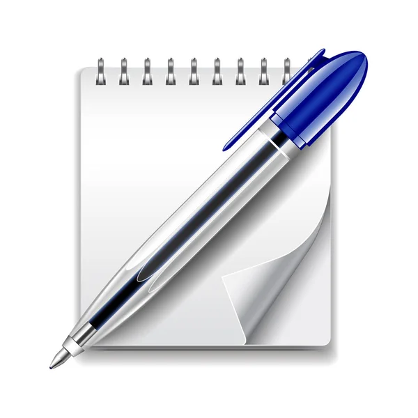 Quaderno con penna isolata su vettore bianco — Vettoriale Stock