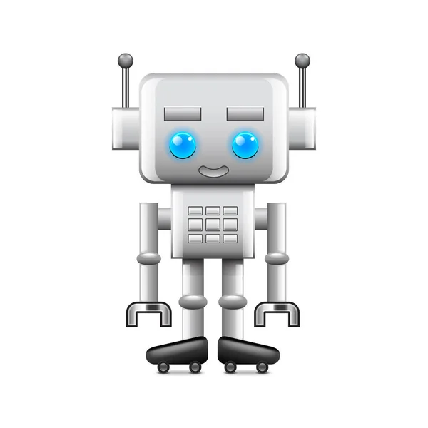 Robô com cabeça quadrada grande isolado em vetor branco —  Vetores de Stock