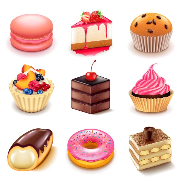 Cakes icons vector set — Stock Vector