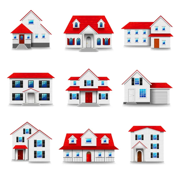 Casas iconos vector conjunto — Archivo Imágenes Vectoriales