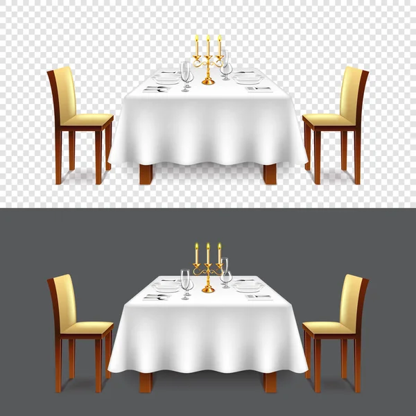 Luxusní restaurace stůl pro dva izolované vektor — Stockový vektor