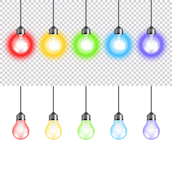 Colorful lightbulbs isolated on white vector — Stock Vector