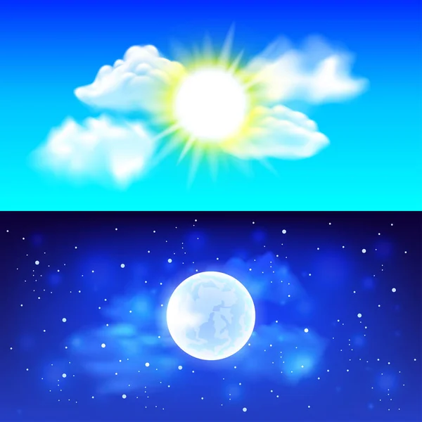 Day and night sky vector background — Stock Vector