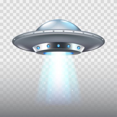 İzole üzerinde beyaz vektör uçan Ufo uzay gemisi