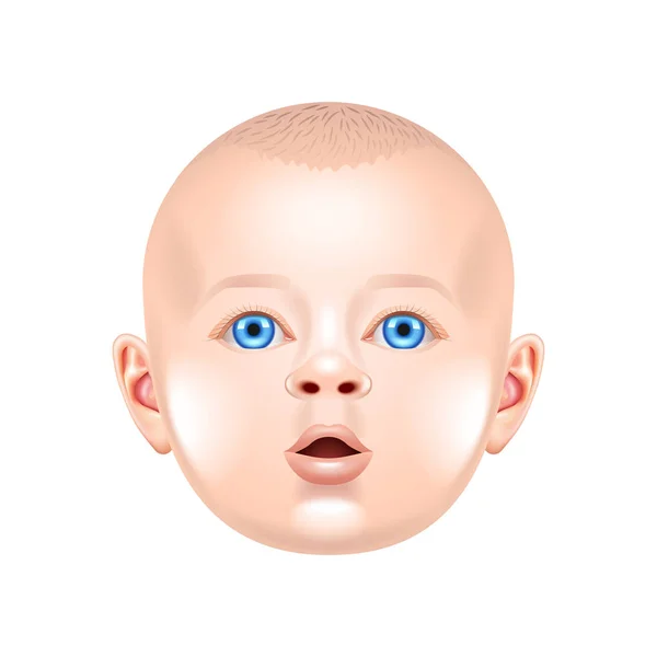 Cara de bebê isolada em vetor branco — Vetor de Stock
