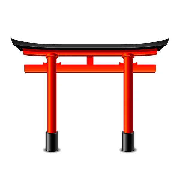 Puerta japonesa aislada en vector blanco — Vector de stock