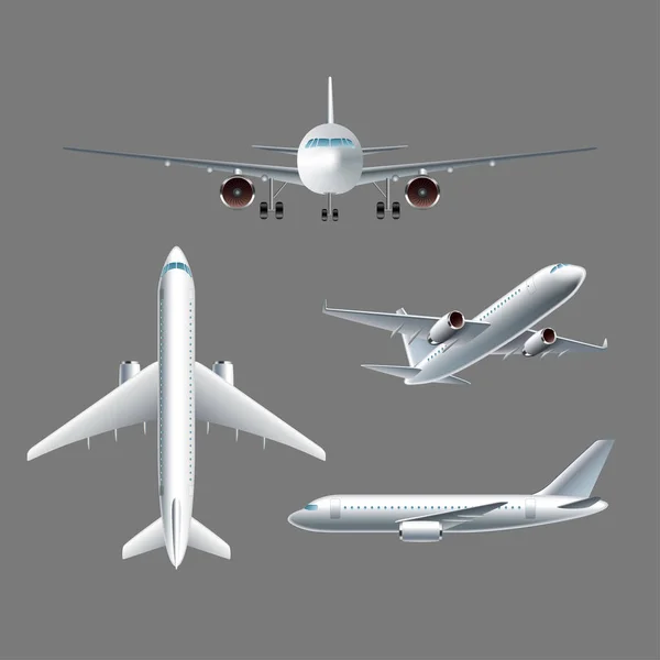 Vecteur isolé face avant et vue supérieure de l'avion — Image vectorielle