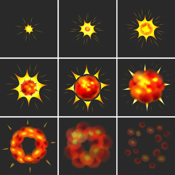 Animación de explosión vector aislado — Archivo Imágenes Vectoriales