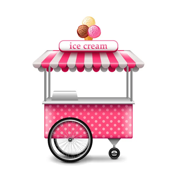 Ice cream cart isolated on white vector — Stock Vector