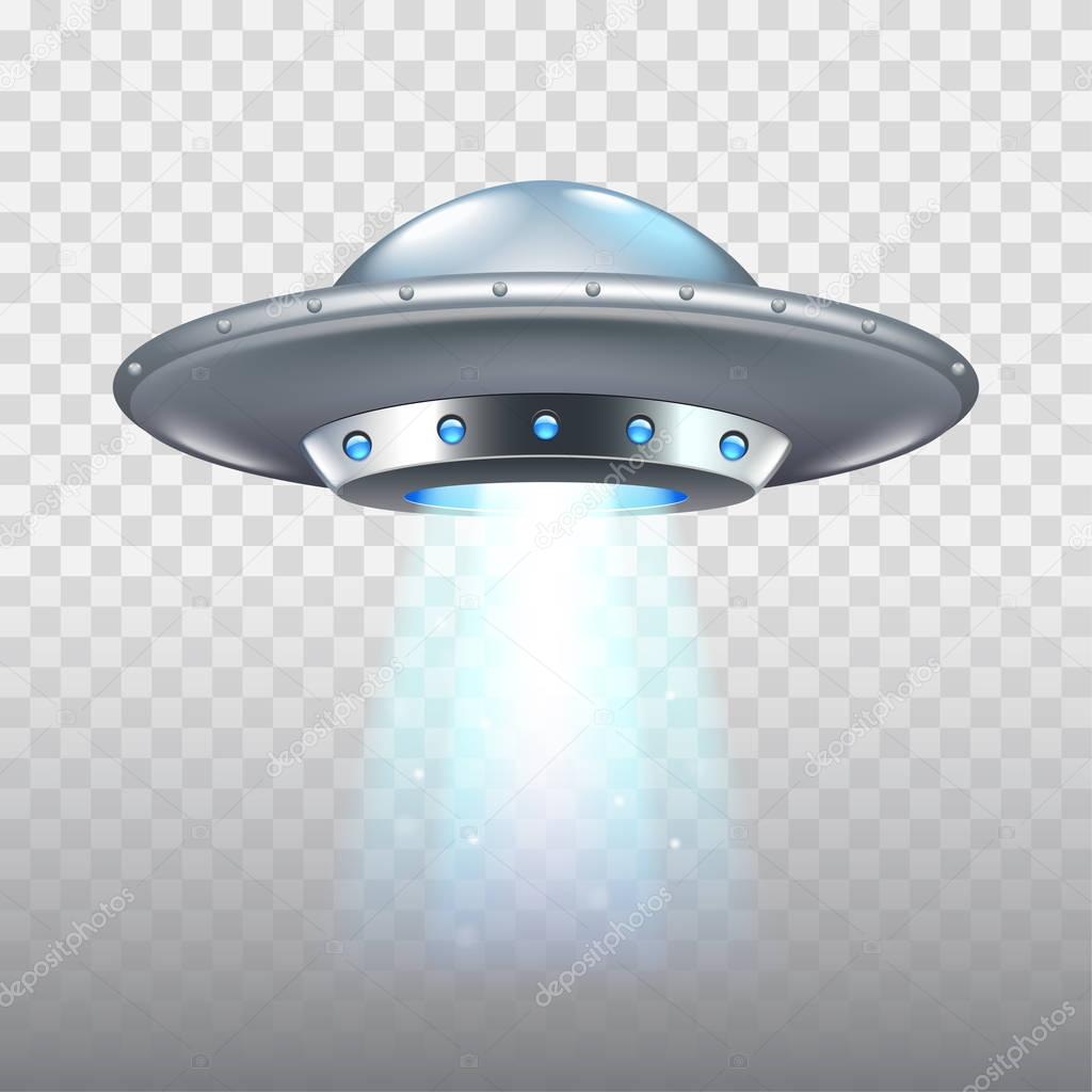 Ufo flying spaceship isolated on white vector