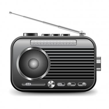 Eski radyo izole üzerinde beyaz vektör