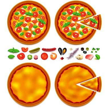 Pizza malzemeleri Oluşturucu Üstten Görünüm