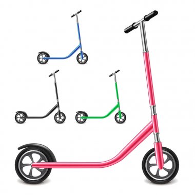 Scooter üzerinde beyaz vektör izole tekme