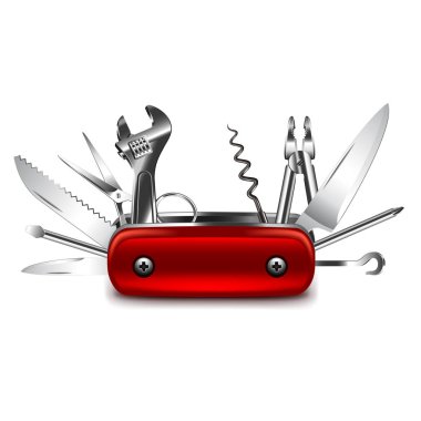 Swiss knife isolated on white vector clipart