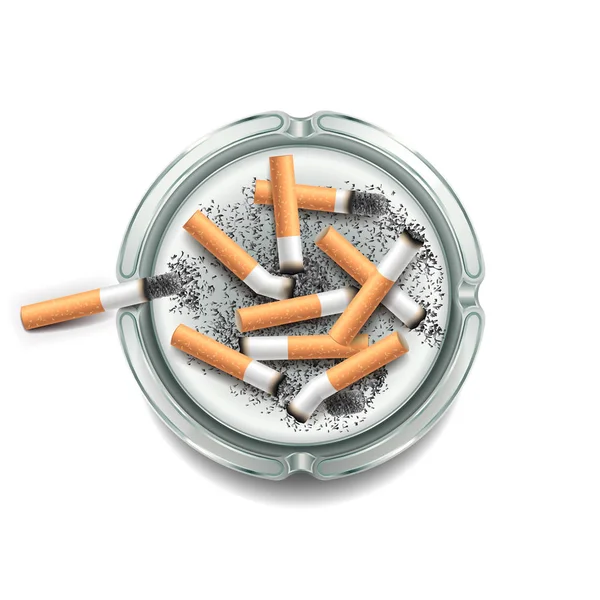 Cenicero con cigarrillos aislados en vector blanco — Vector de stock