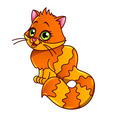 çizgi film izole kedi vektör çizim