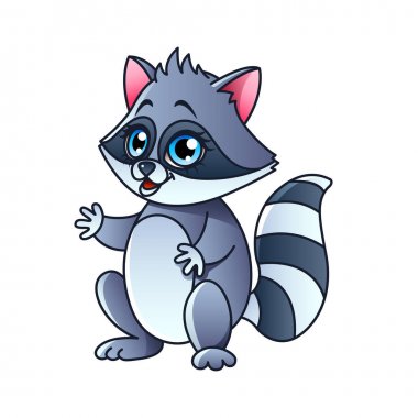 Çizgi film izole Rakun vektör çizim