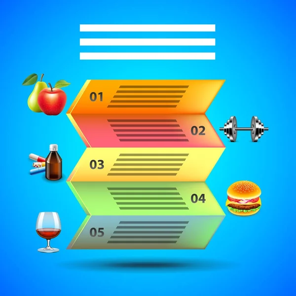 Mavi arka plan vektör tıbbi nesnelerle infographics — Stok Vektör