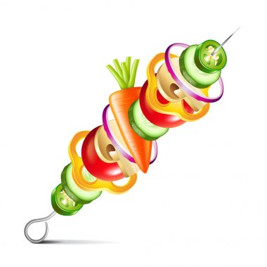ızgara sebze vejetaryen kebap izole vektör