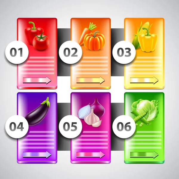 Infografika se zeleninou v barevné obdélníky — Stockový vektor