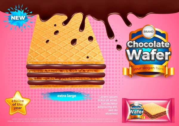 Chocolate wafer ads vector fondo — Vector de stock