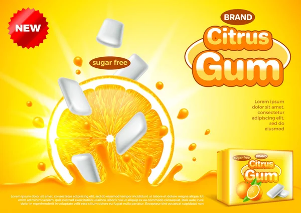 柑橘類の広告。オレンジ ジュースのベクトルの背景に落ちる — ストックベクタ