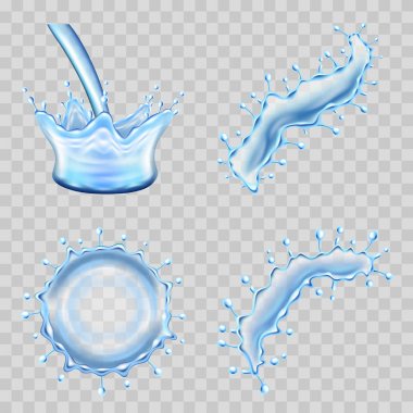 3d fotoğraf gerçekçi vektör set su sıçramalarına