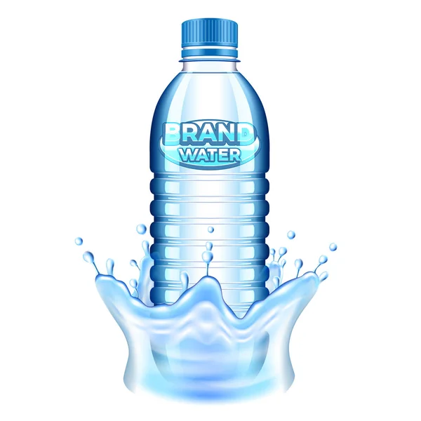 Πλαστικό μπουκάλι στο νερό παφλασμών 3d διάνυσμα — Διανυσματικό Αρχείο