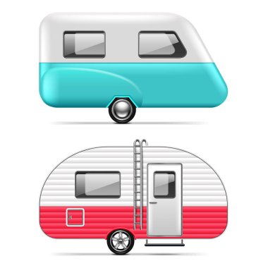 İzole üzerinde beyaz vektör seyahat trailer