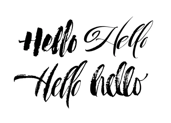 Juego de letras de hola. Caligrafía dibujada a mano hola. Colección de estilo moderno. Cepillo pluma inscripciones únicas. Hola palabra — Archivo Imágenes Vectoriales