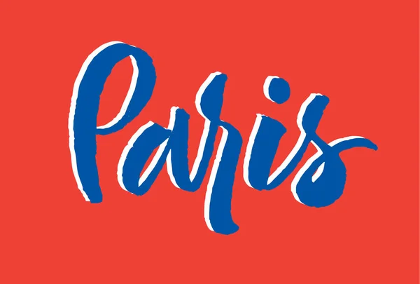 Paris Letras dibujadas a mano. Caligrafía tinta de cepillo. Pegatina de moda, sello postal, tatuaje. Postal hermosa y creativa . — Archivo Imágenes Vectoriales